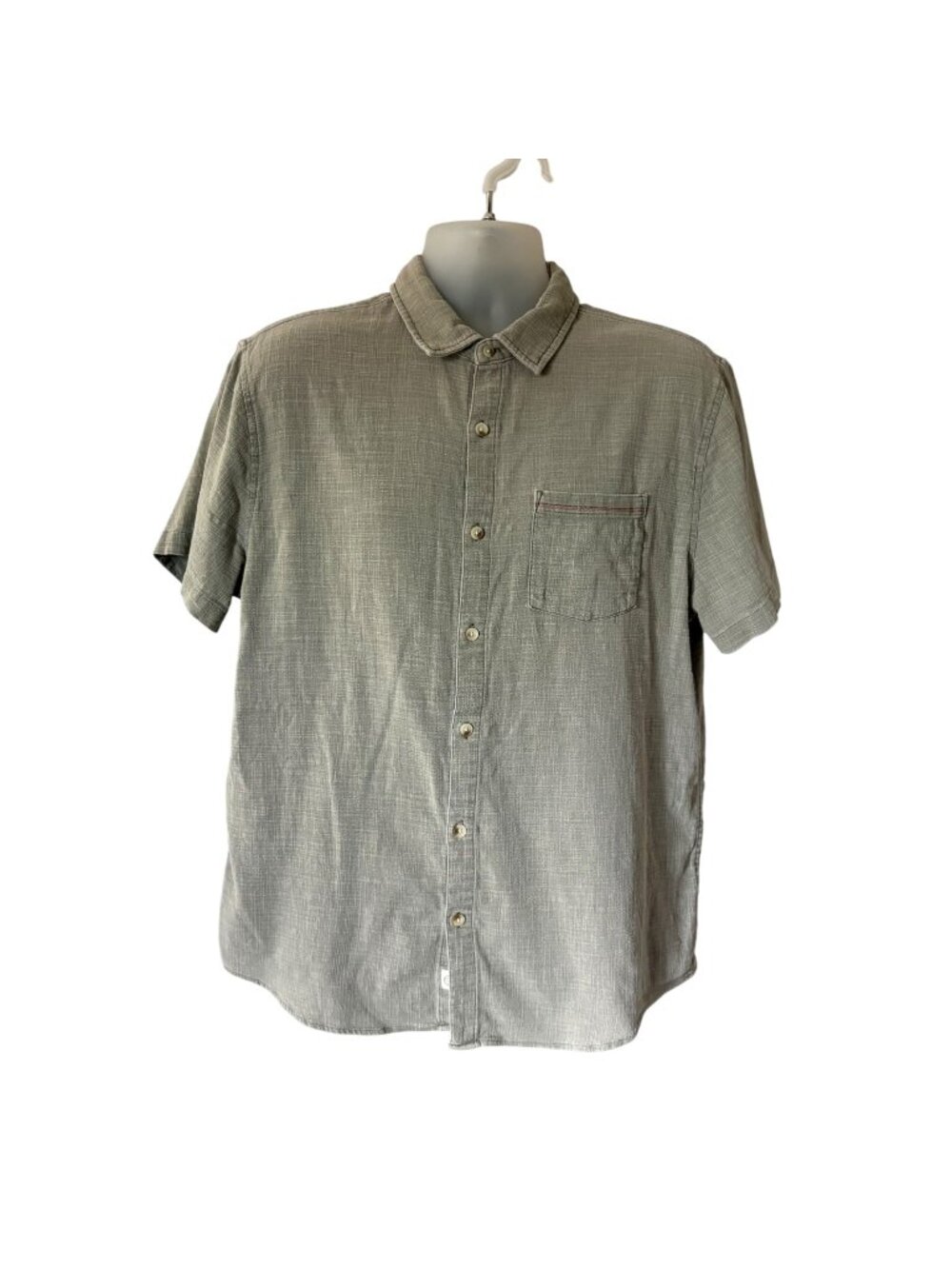 Marine Layer Stretch Selvage Short Sleeve Shirt Gray Mens Large Button Down